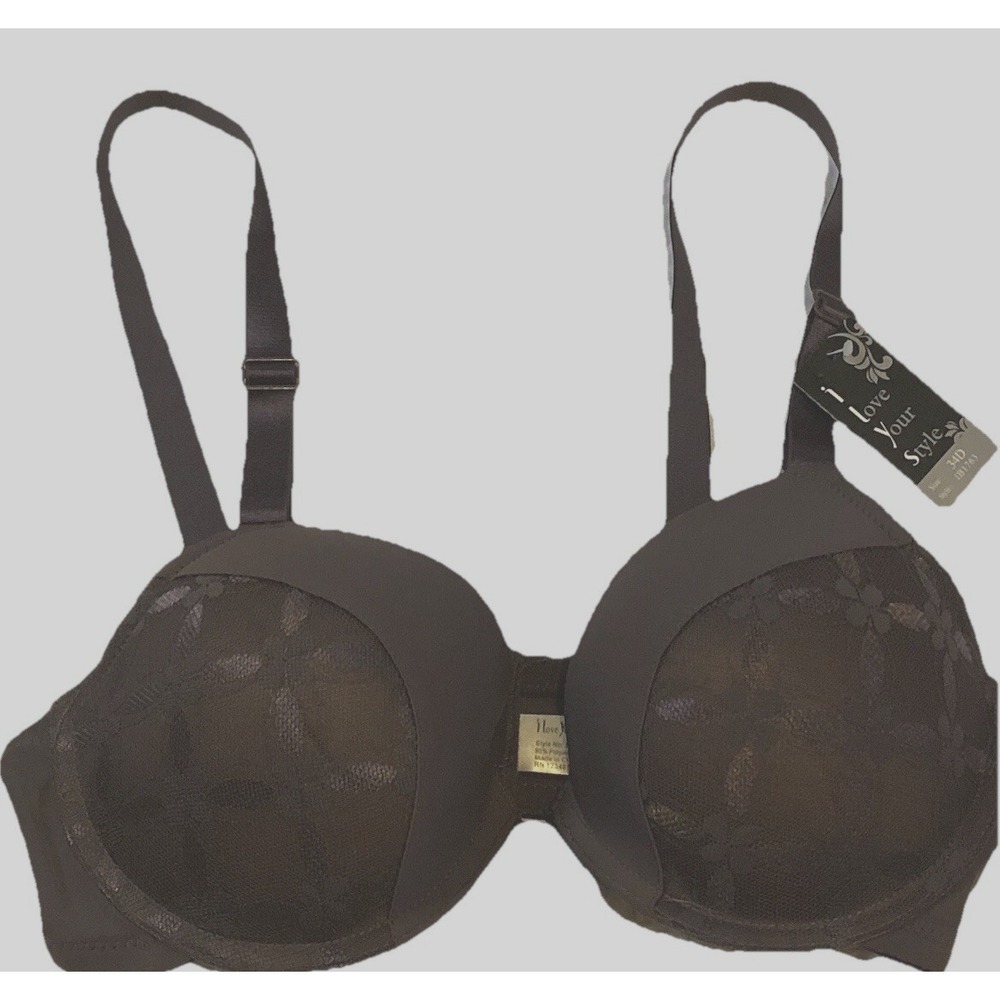 I Love Your Style NEW Women's Bra - Size 34D Brown - Padded - Underwire NWT